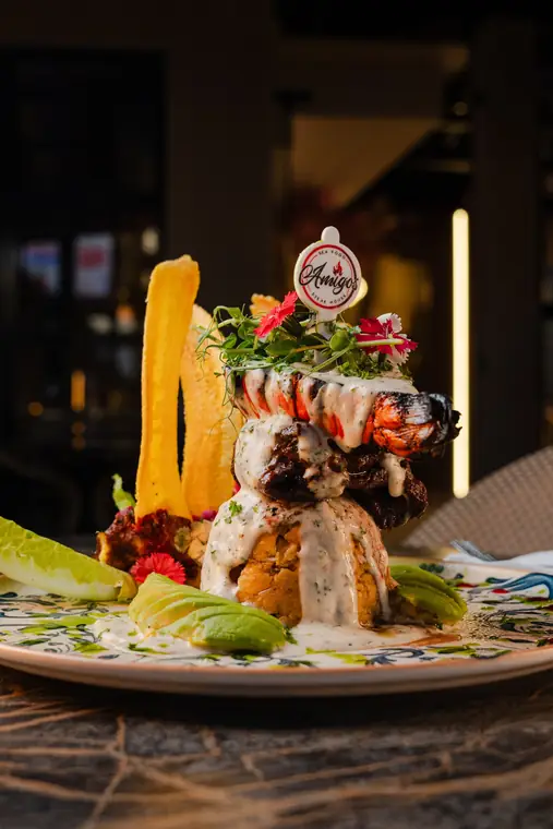 El Monumento de Santiago: mofongo, Angus churrasco and lobster tail with béchamel sauce